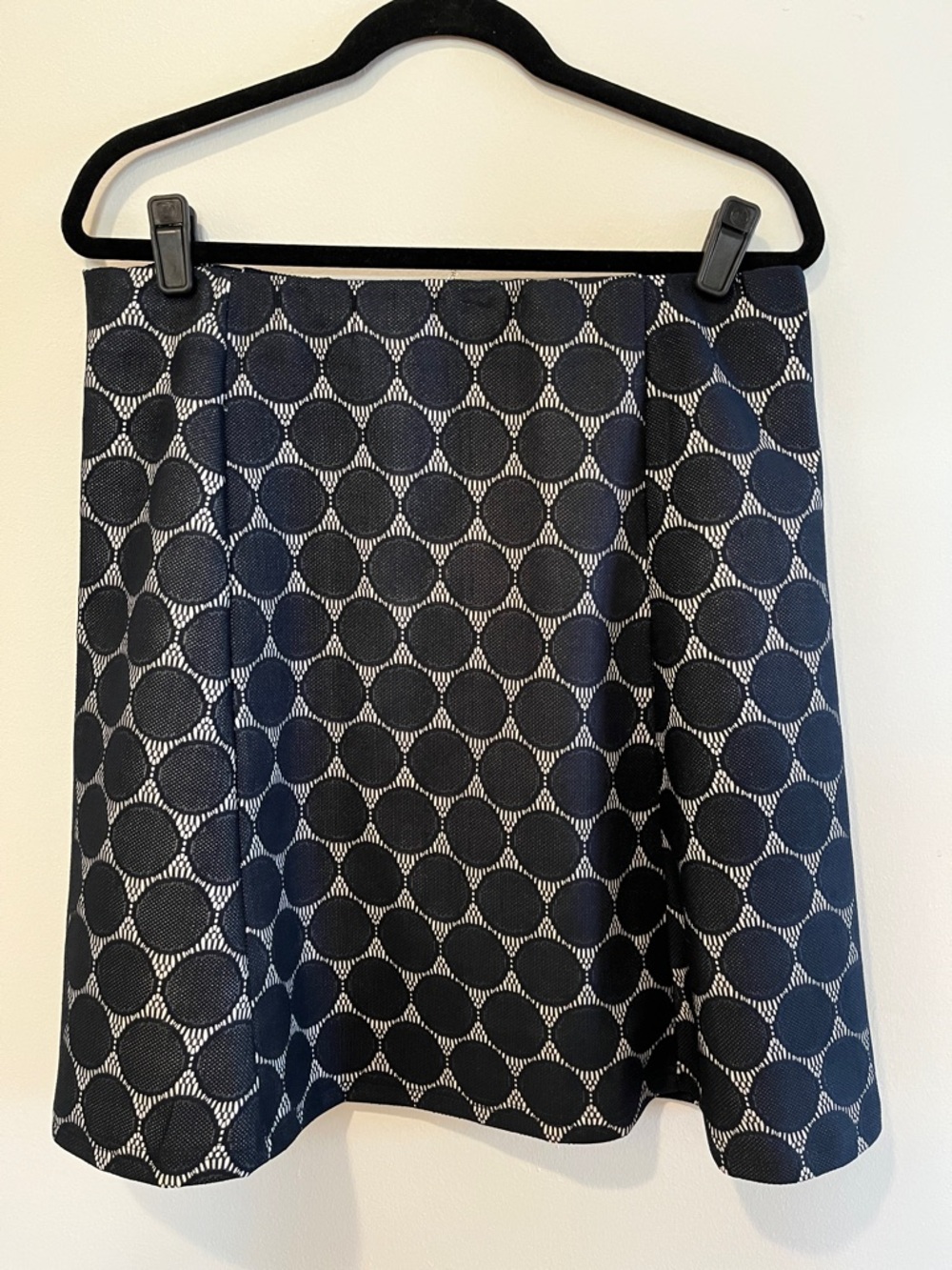 Renee C Navy Blue & White Lined Maybell Lace Skirt Size PXL